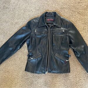Women’s Guess Black Leather Jacket Size Medium